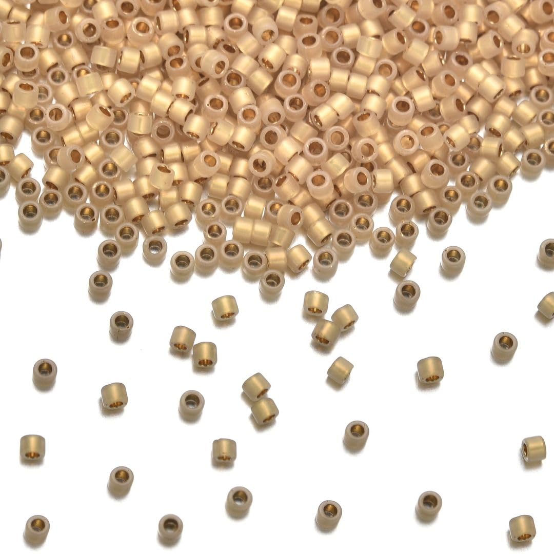 30g Miyuki Delica 11/0 Seed Beads, Transparent Matte 24Kt Gold Plated DB331