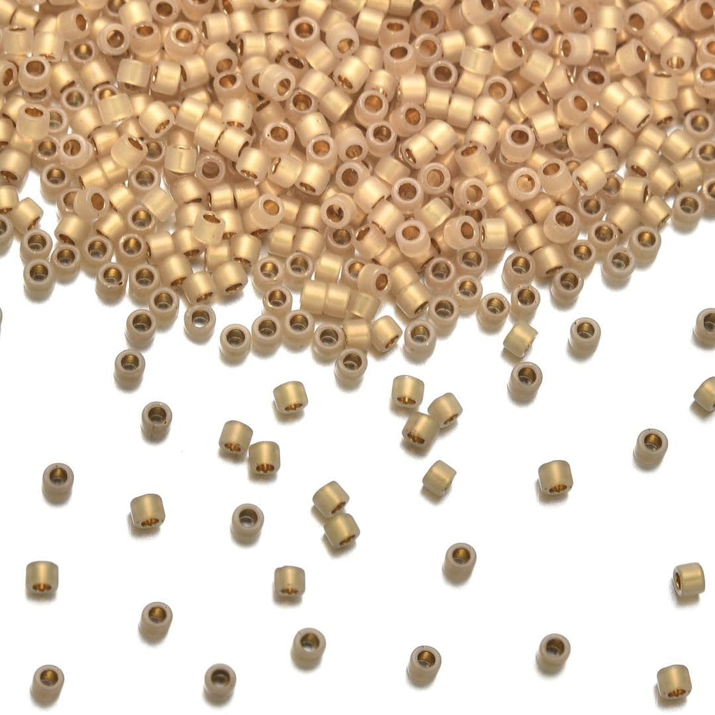 30g Miyuki Delica 11/0 Seed Beads, Matte 24Kt Light Gold-Plated DB334