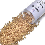 30g Miyuki Delica 11/0 Seed Beads, Translucent 24Kt Gold-Lined Opal DB230