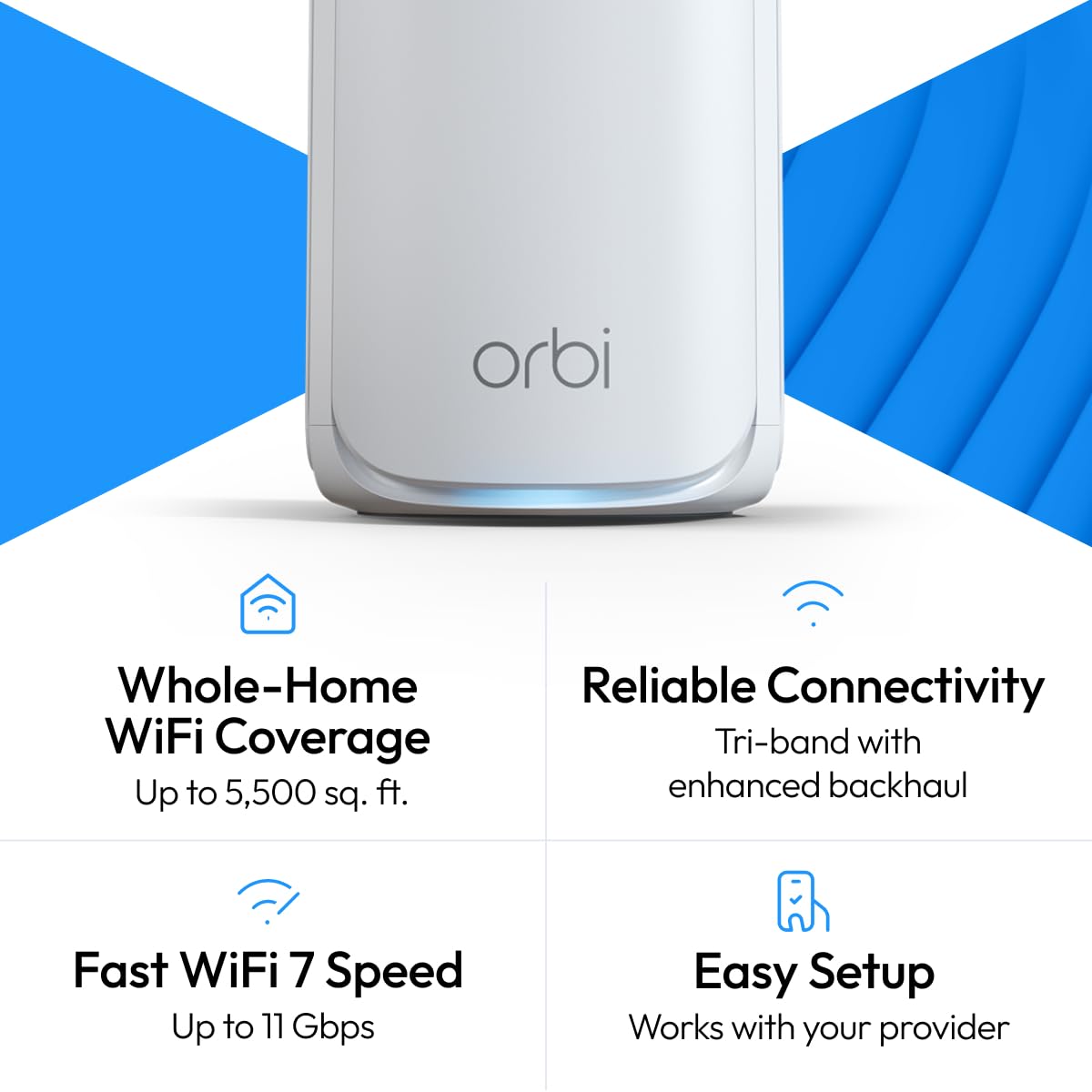NETGEAR Orbi 770 Series WiFi 7 Mesh System, Up to 5,500 sq ft., 2 Pack