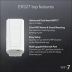NETGEAR Nighthawk WiFi 7 Extender EXS27, up to 1,500 sq ft, 5 Gbps