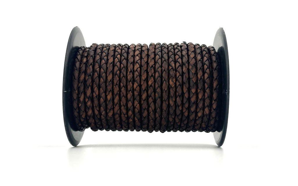 5mm Braided Leather Cord for Jewelry Making, Bracelets, Necklaces & Bolo Ties – Top Grain Leather, Flexible, Durable & Soft