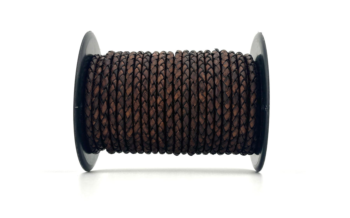 5mm Braided Leather Cord for Jewelry Making, Bracelets, Necklaces & Bolo Ties – Top Grain Leather, Flexible, Durable & Soft