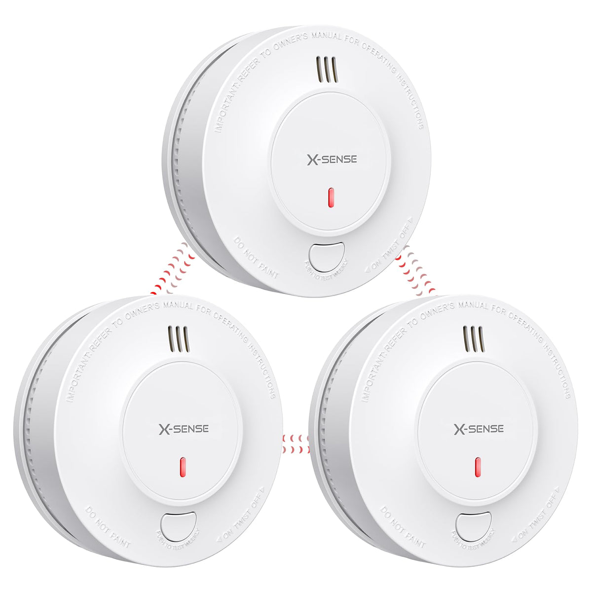 X-Sense Interconnected Smoke Detector, 10-Year Battery, SD19-W, 6-Pack