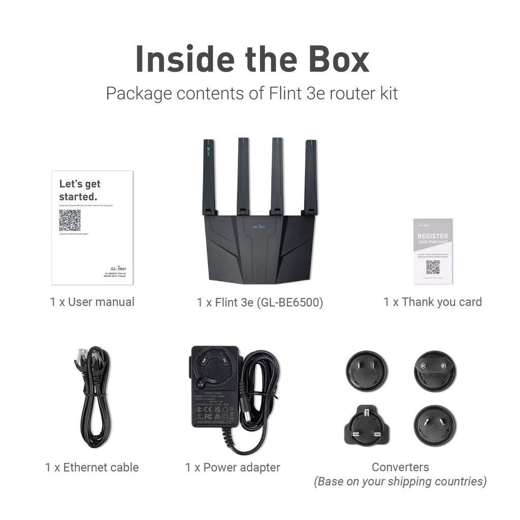 GL.iNet GL-BE6500 Flint 3e Wi-Fi 7 Router with VPN for Home and Gaming