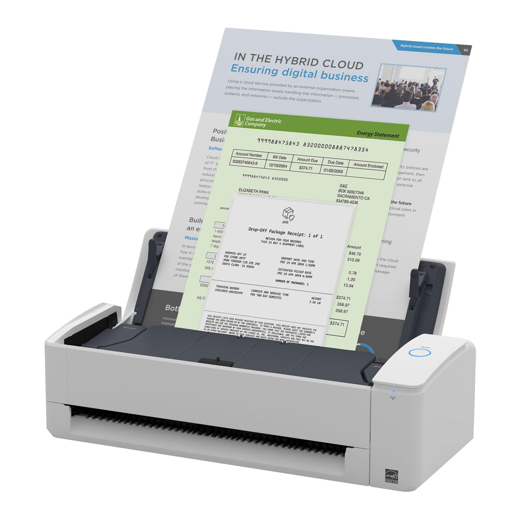 ScanSnap iX1300 Wireless or USB Double-Sided Color Document Scanner, White