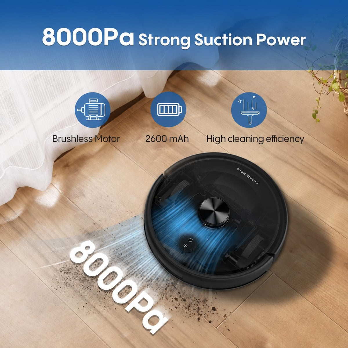 Robot Vacuum and Mop with Self-Emptying Station, 8000Pa Robotic Vacuum Cleaner, 90 Days Hands-Free, LiDAR Navigation, Smart Mapping, WiFi/App/Alexa Voice Control for Pet Hair, Carpets & Hard Floor