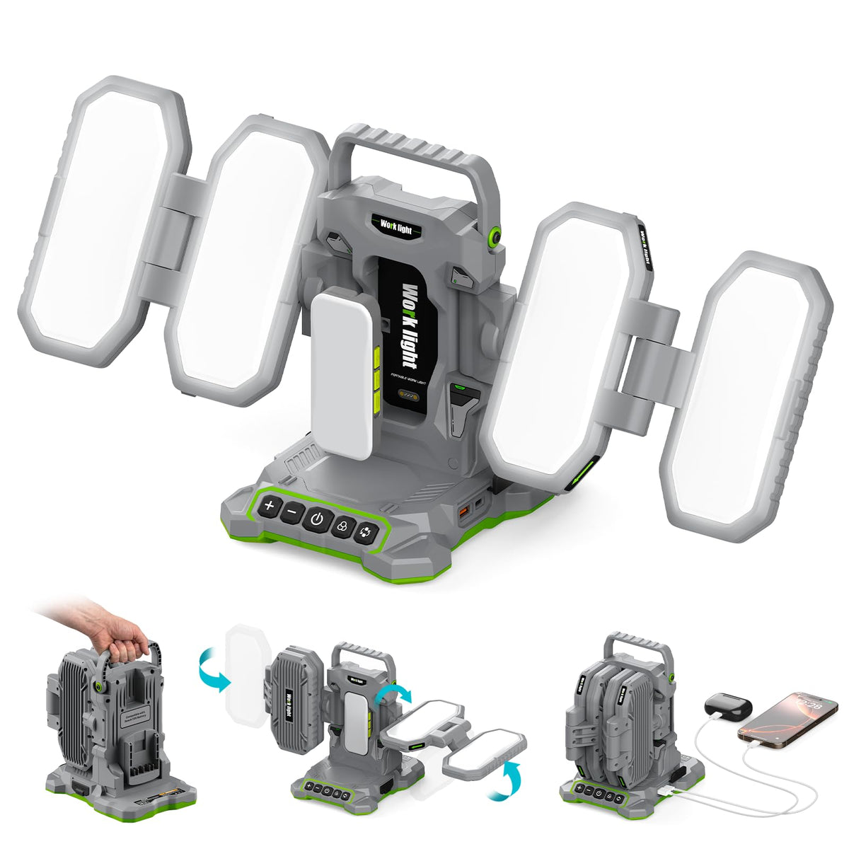 10000LM LED Work Light Compatible with Craftsman 20V Battery