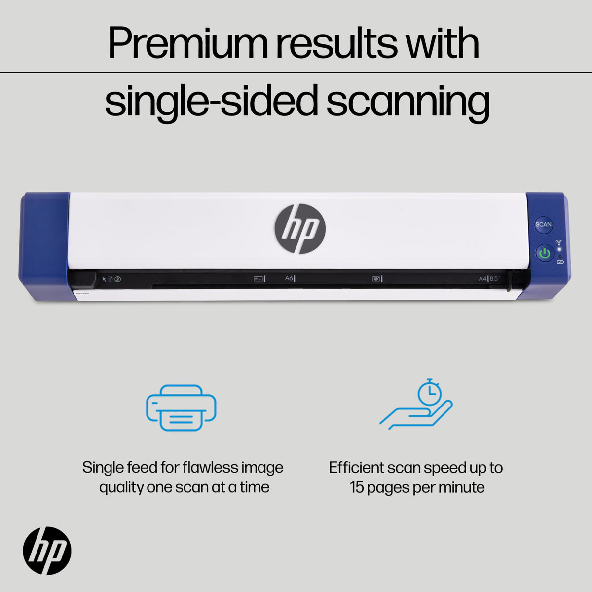 HP PS100W Portable Document Scanner for Laptop, Wi-Fi Direct, 8.5" x 14"