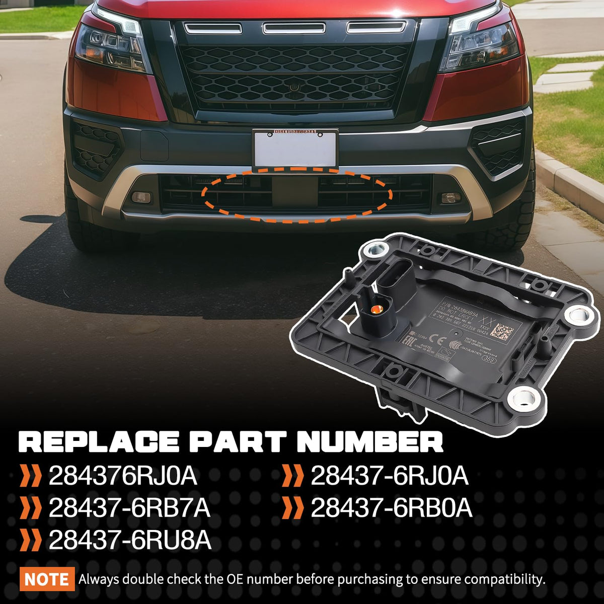 Adaptive Cruise Distance Sensor Fit for Nissan Pathfinder Rogue 2021-2024 Infiniti QX60 2022-2023 Radar Sensor Replaces 28437-6RJ0A 28437-6RB7A 28437-6RB0A 28437-6RU8A