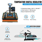 Topdeep Pro Heat Press 15x12 Inch, 5 in 1 Heat Press Machine with 30 OZ Tumbler Press, Swing Away T Shirt Pressing Machine, Combo Tumbler Heat Press Machine Sublimation for T-Shirt Tumblers Hat Cap