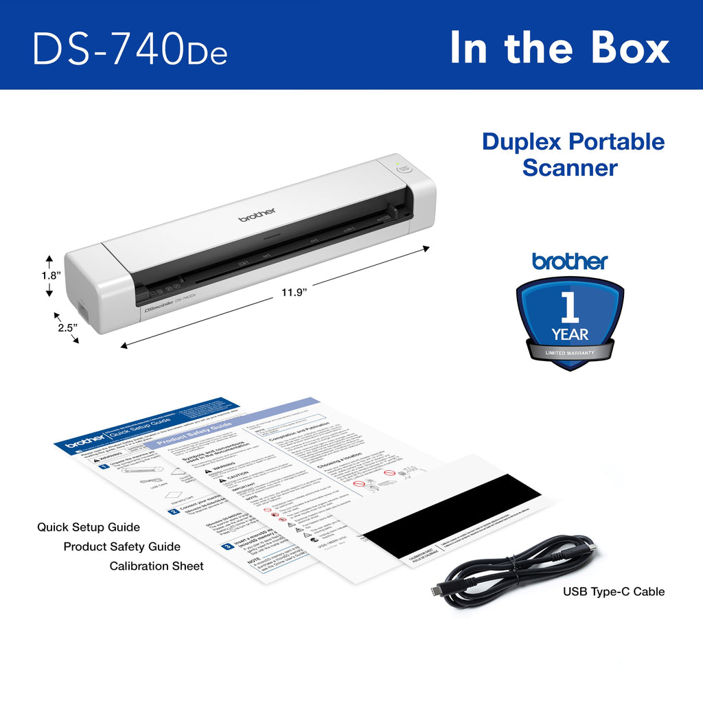 Brother DS-740De Duplex Compact Mobile Document Scanner