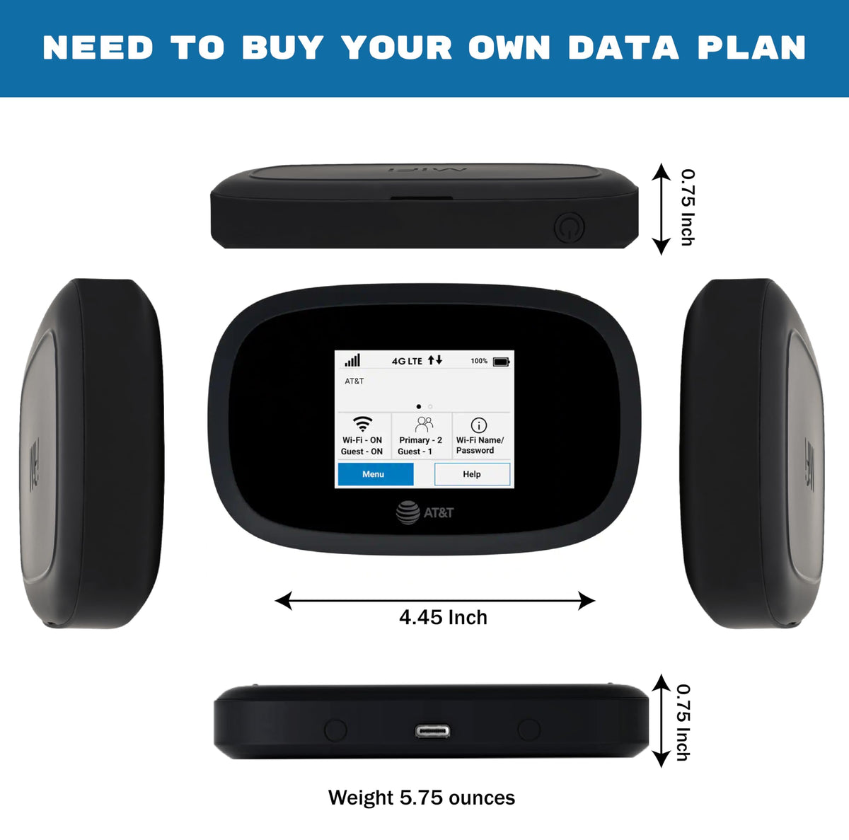 AT&T Wireless Hotspot Pocket WiFi 4G LTE MiFi 8000, Free VPN Mobile Hotspot for Travel, 4G Mobile Portable WiFi, Unlocked Globally, Near 5G Speed up to 1200 Mbps, EVDO-LINK Bundle