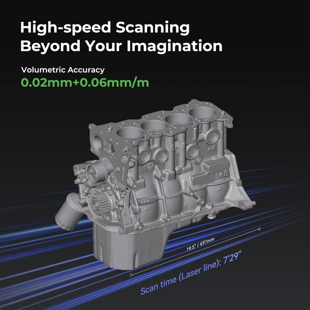 Creality 3D Scanner Raptor X for 3D Printing, 60fps 34 Cross Blue Laser & NIR WiFi 6 Consumer Handheld Scanner 0.02mm Accuracy, 24-Bit Fast Full-Color Scanning for Windows macOS