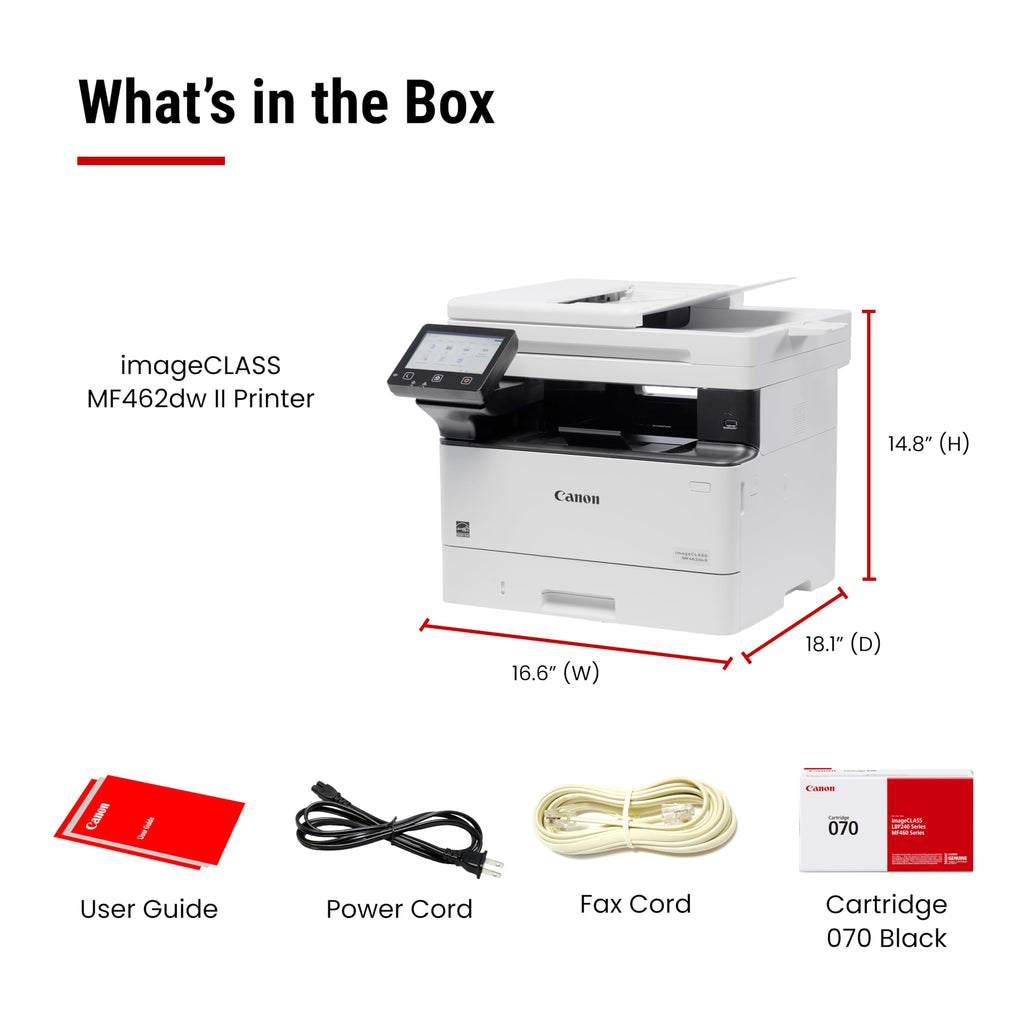 Canon imageCLASS MF462dw II - Wireless, Monochrome Duplex Laser Printer