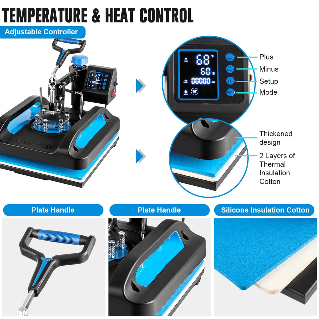 Topdeep Pro Heat Press 15x12 Inch, 5 in 1 Heat Press Machine with 30 OZ Tumbler Press, Swing Away T Shirt Pressing Machine, Combo Tumbler Heat Press Machine Sublimation for T-Shirt Tumblers Hat Cap