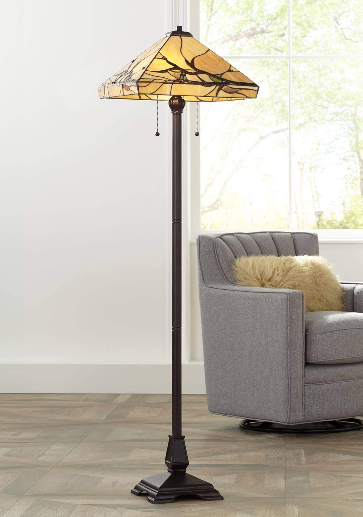 62" Tall Budding Branch Art Glass Floor Lamp Living Room