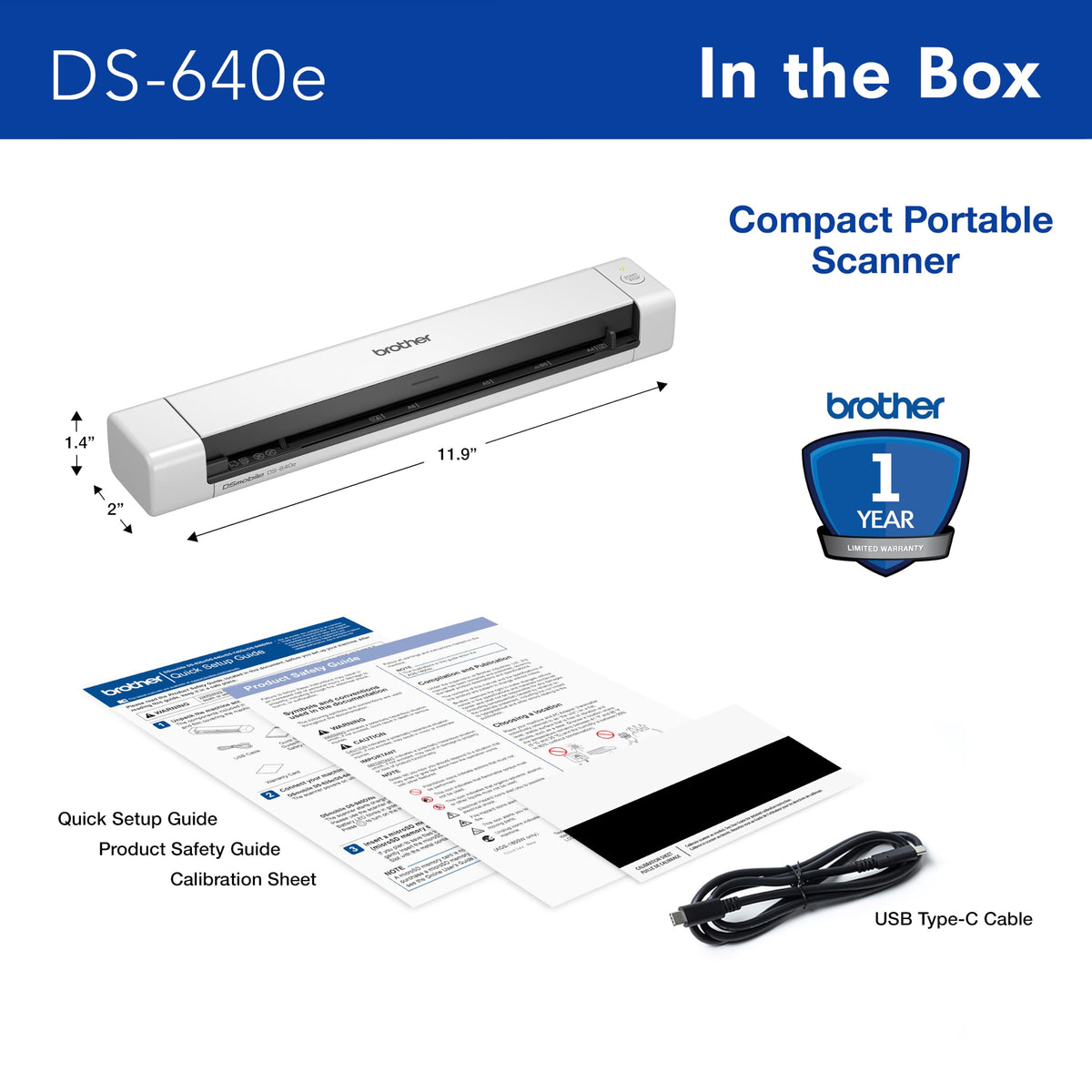 Brother DS-640e Compact Portable Document Scanner