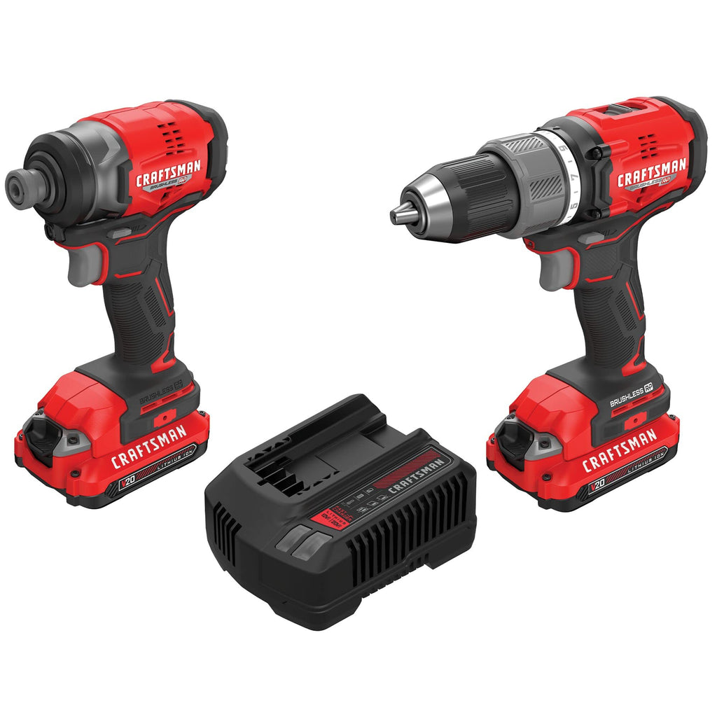 CRAFTSMAN V20 RP Cordless Drill and Impact Driver, Brushless Power Tool Combo Kit, 2 Batteries and Charger Included (CMCK211C2)
