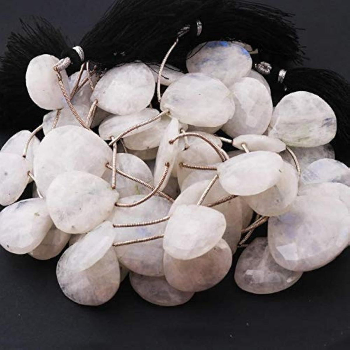 GEMZ 13 inch Strand of Natural Rainbow Moonstone Heart Shape Faceted Cut White Color briollete Beads for DIY Jewelry Making- Earring Necklace Bracelet.
