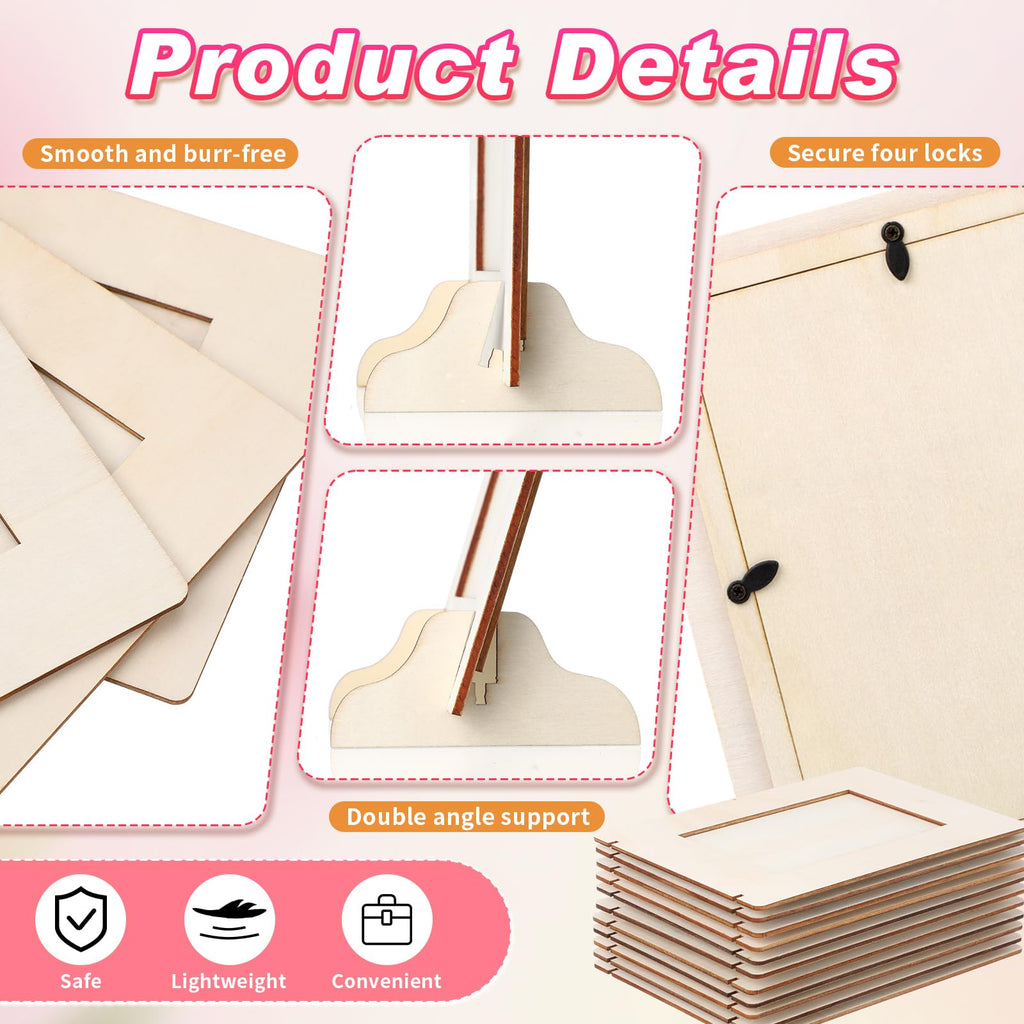200 Pack DIY Wood Picture Frames for Craft, 4x6In Photos, Rectangle