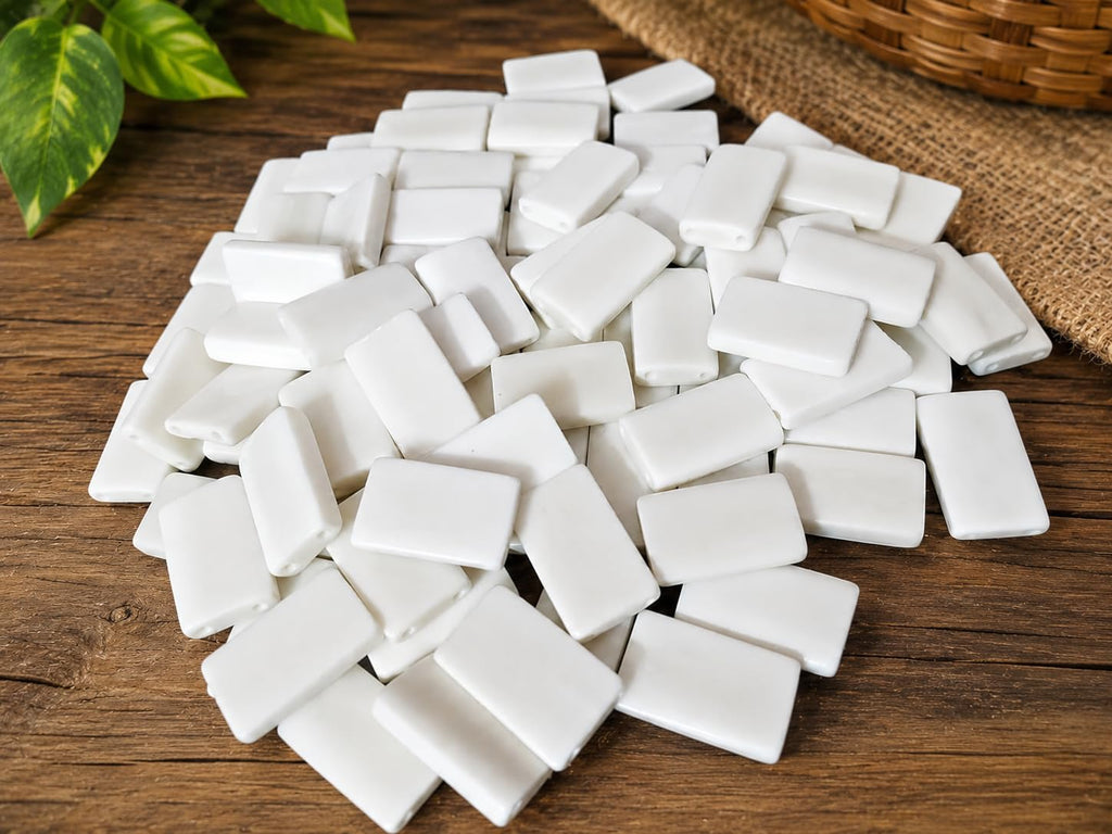 1 Inch Natural White Bone Beads – 100 Pieces Double-Sided 2-Hole Rectangle Shell Beads for Jewelry Making, DIY Necklaces, Bracelets, Earrings, Crafts & Beading Supplies.