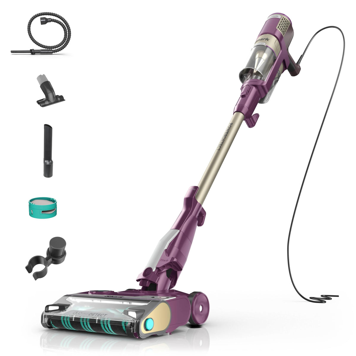 Shark PowerDetect Corded Stick Vacuum, HEPA, Pet Hair, Purple, HZ4001AMZ
