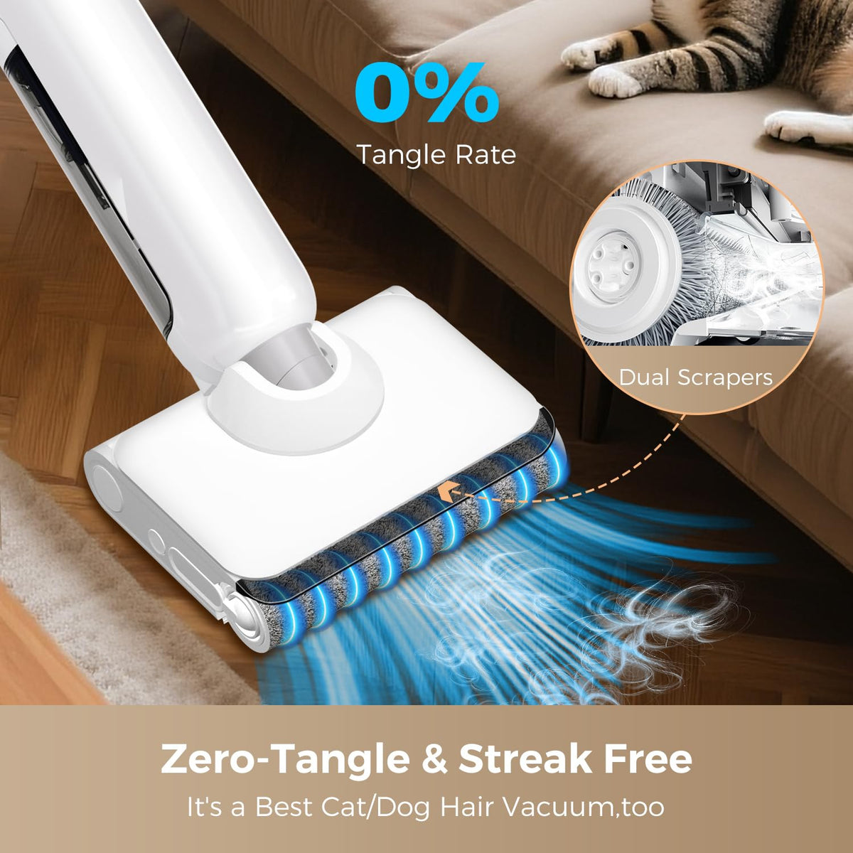 Vacuum Mop, 23KPa Wet Dry Vacuum Cleaner, 180° Lay-Flat Design with Edge Cleaning, Self-Cleaning Vacuum Mop Combo for Hard Floors, Up to 35 Min Runtime, LED Display & Voice Prompts