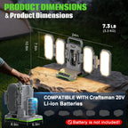 10000LM LED Work Light Compatible with Craftsman 20V Battery