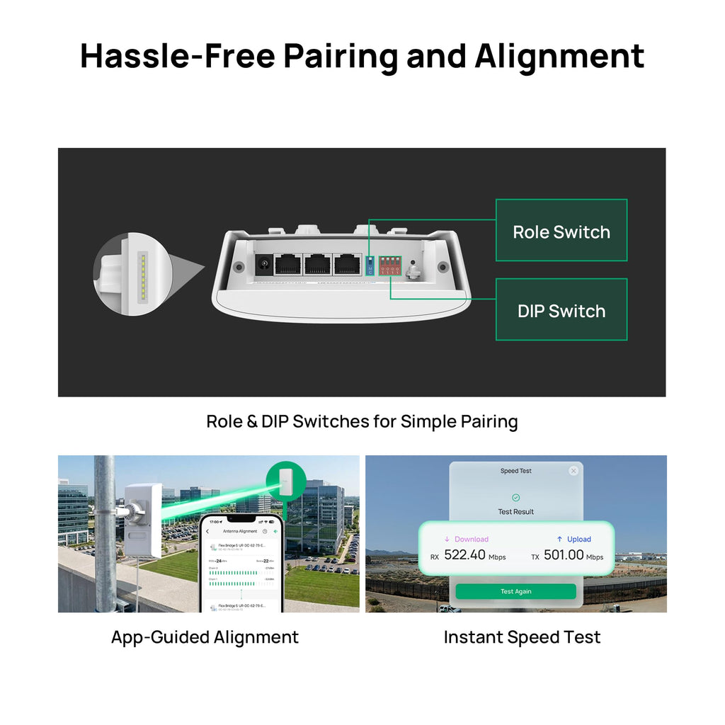 Omada 5GHz AC867 WiFi Bridge, 5km Distance, Gigabit PoE Out(Flex Bridge 5)