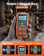 TopTes Guard-101Pro 4 Gas Monitor, Gas Detector for H2S, CO, LEL and O2, Upgraded 5-Year O2 Sensor, Vibration, Visual and Audible Alarms, 14-Hour Battery Life, Explosion-Proof, for Work and Home