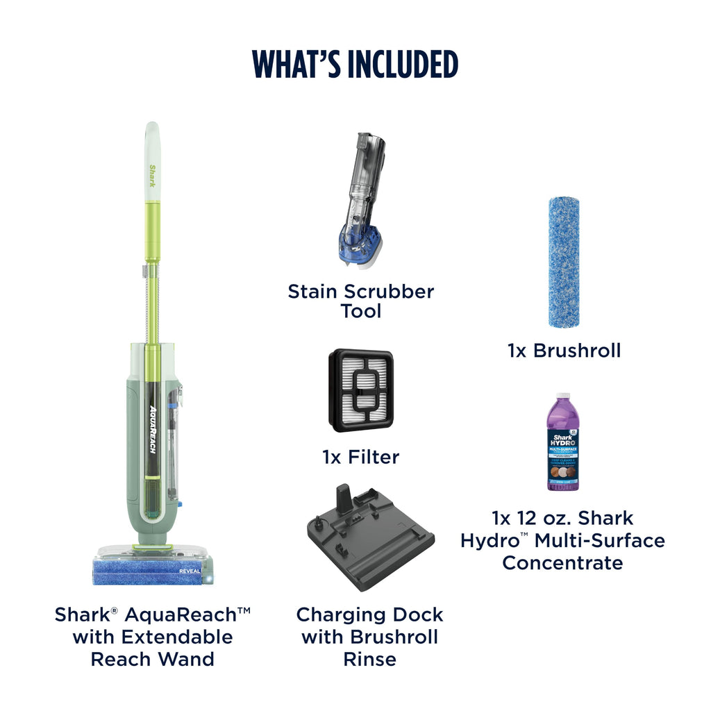 Shark AquaReach Hard Floor Vacuum & Mop, Extendable Wand, Moss, WD552AMZ