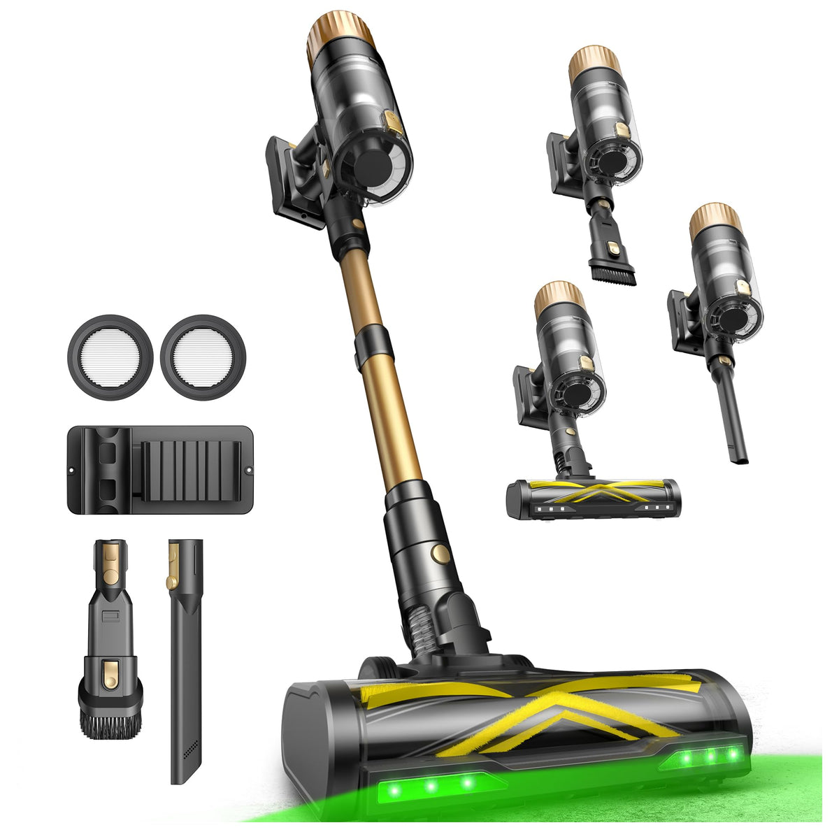 Ultenic Wet Dry Vacuum Cleaner,Cordless Vacuum Mop Combo with Self-Cleaning,Smart Mess Detection,50mins Runtime,3-in-1 Vacuum Mop for Hard Floors,Edge Cleaning,LED Display,Black,AC1 Elite