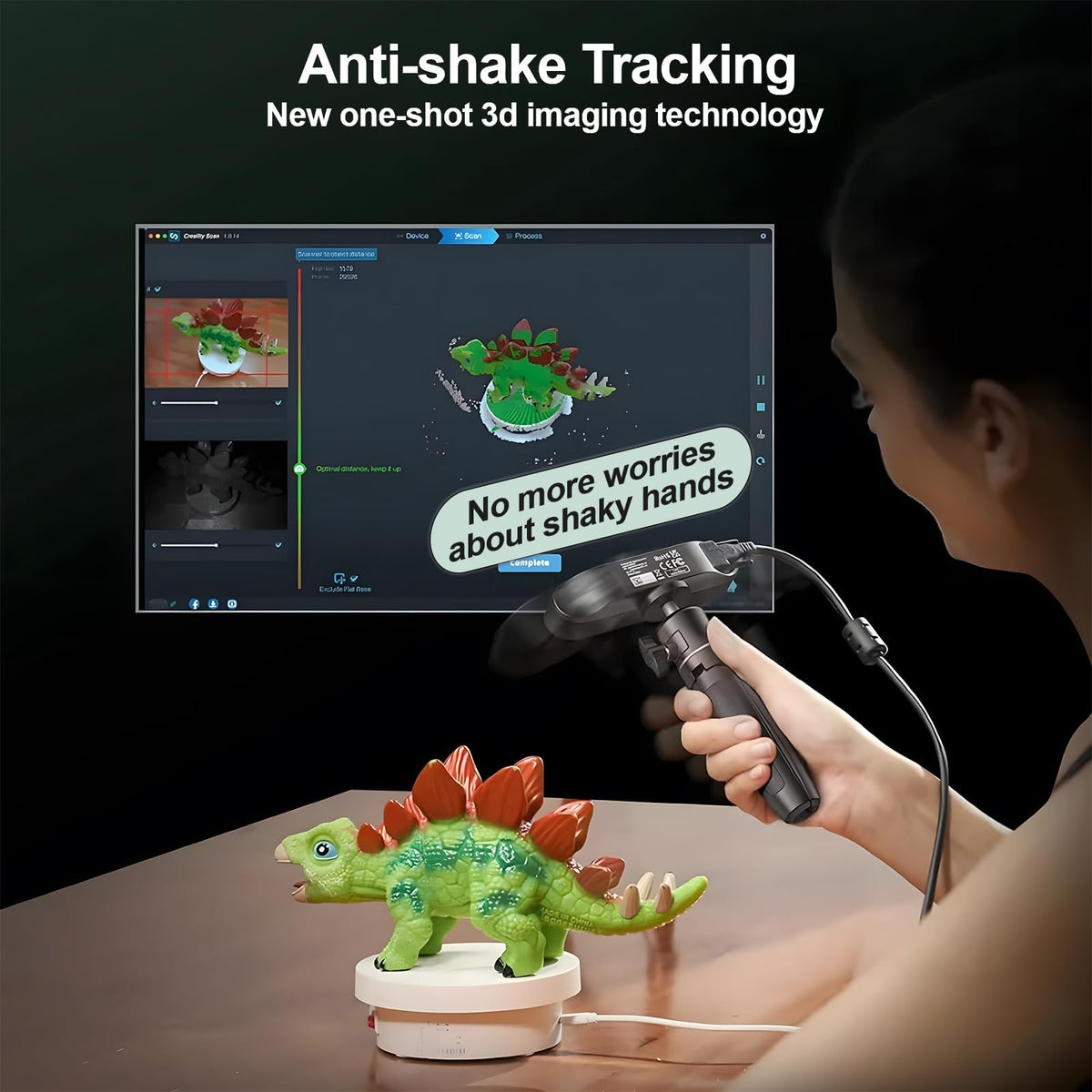 Creality CR-Ferret SE 3D Scanner for 3D Printing, Anti-Shake, 0.1Mm Precision, 30FPS Scanning Speed, Full-Color, Upgraded Desktop 3D Scanner for Body Hair Black Metal Non-Reflective Objects