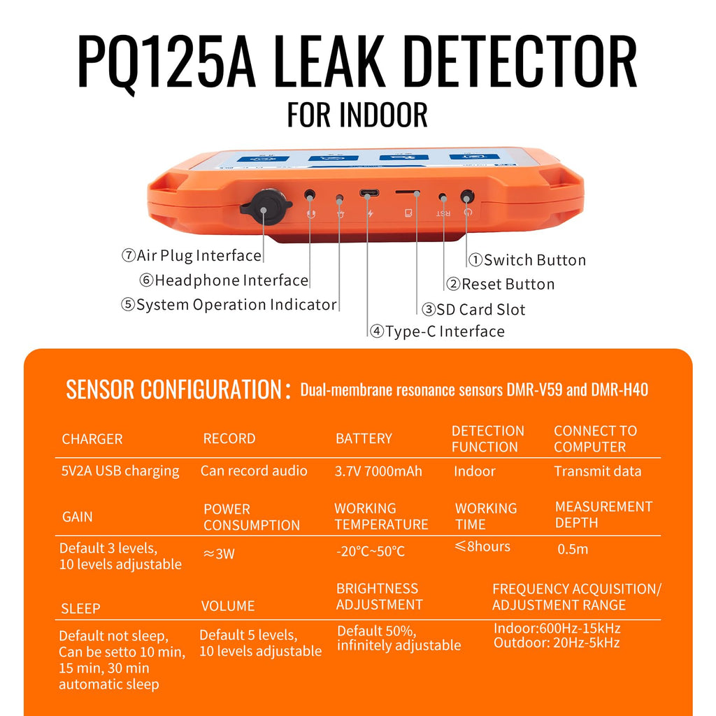 PQ125A Underground Water Leak Detectors for Home Pressure Sewer