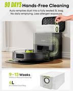 MONSGA Robot Vacuum and Mop, 90 Days Self-Emptying with 10000Pa Suction