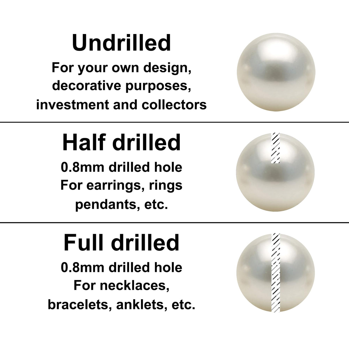 Pair of Japanese Akoya Loose Cultured Pearls AAAA Graded White Color 5-10mm Half Ful or Undrilled for Jewelry Making Rings, Pendants, Earrings Add On Beads – Orien Jewelry
