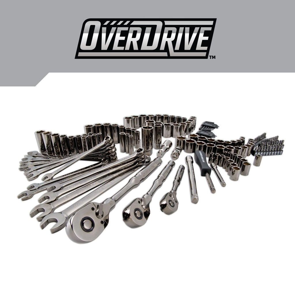 CRAFTSMAN OVERDRIVE 154-Piece Gunmetal Chrome Mechanics Tool Set, Standard SAE/Metric Socket Set, with Hard Case (CMMT99154L)
