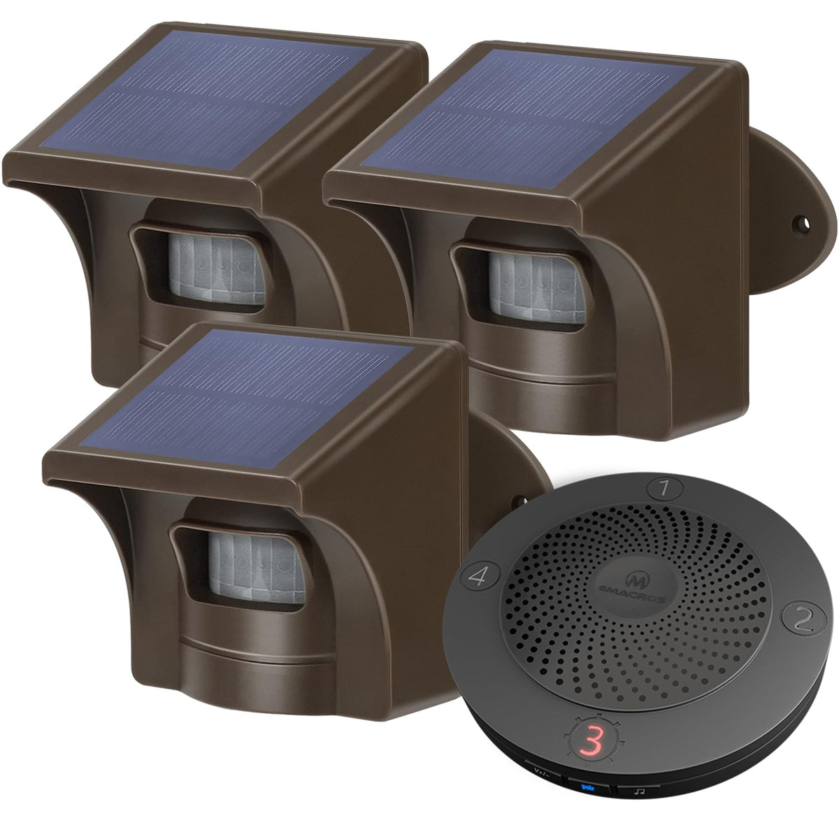 Solar Wireless Driveway Alarm, 1 Plug-in Receiver & 4 Sensors