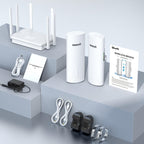 UeeVii CPE450 Wireless Bridge and WR3000K WiFi Router Kit, 5.8G 3KM Point to Point Wireless Bridge Outdoor to Shop Barn Garage Building Network Kit Solution, Outdoor WiFi Bridge(2PCS), Plug and Play