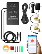 Washing Machine Water Leak Detector Kit with Dual Power Supply, Precise Sensor, Automatic Shut-Off Hot & Cold Valves 3/4" 90° , Alarm Sound and Alarm Light