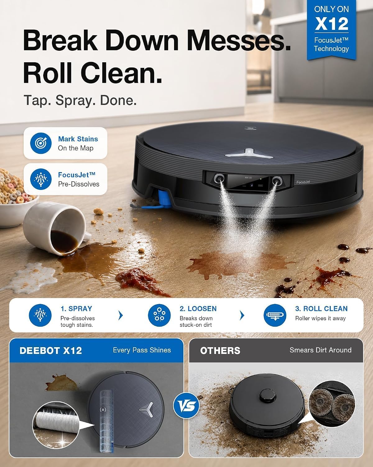 ECOVACS DEEBOT Robot Vacuum and Mop, X12 OmniCyclone