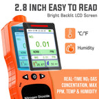 Portable Nitrogen Dioxide Gas Detector, 0-50PPM NO2 Monitor, Rechargeable Nitrogen Dioxide Meter for 16H Battery Life, NO2 Air Quality Meters with Alerts, Electrochemical Sensor