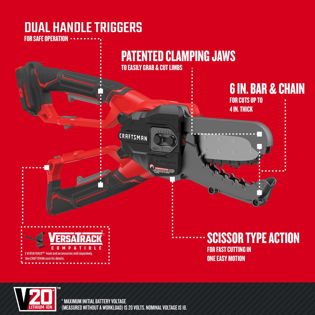 CRAFTSMAN V20 Cordless Lopper, 6 inch, Bare Tool Only (CMCCSL621B)