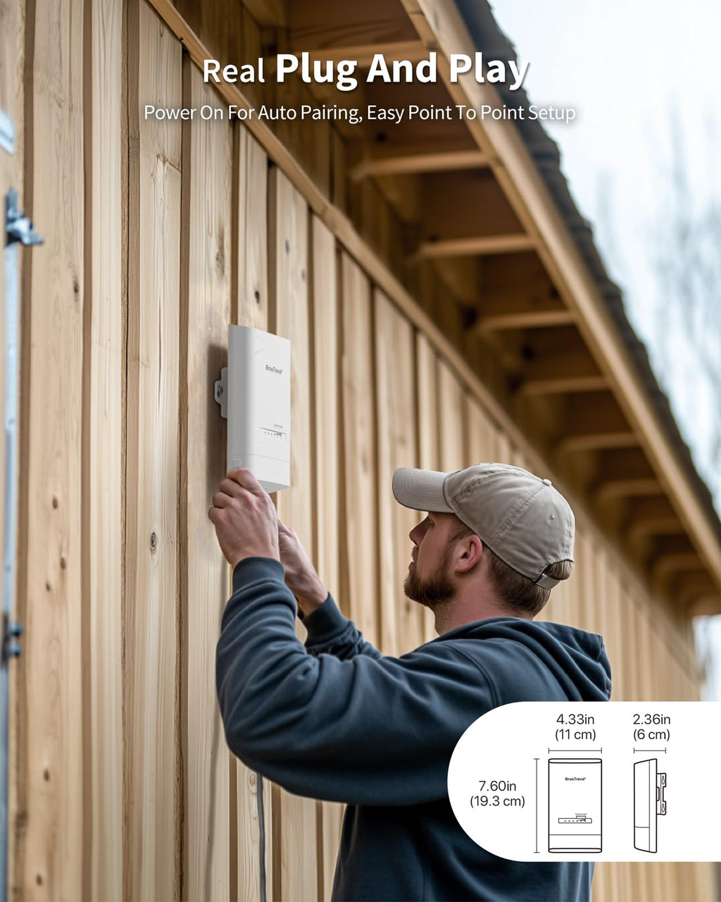 BrosTrend 5KM Wireless Bridge Point to Point Outdoor with 2X Gigabit Ports