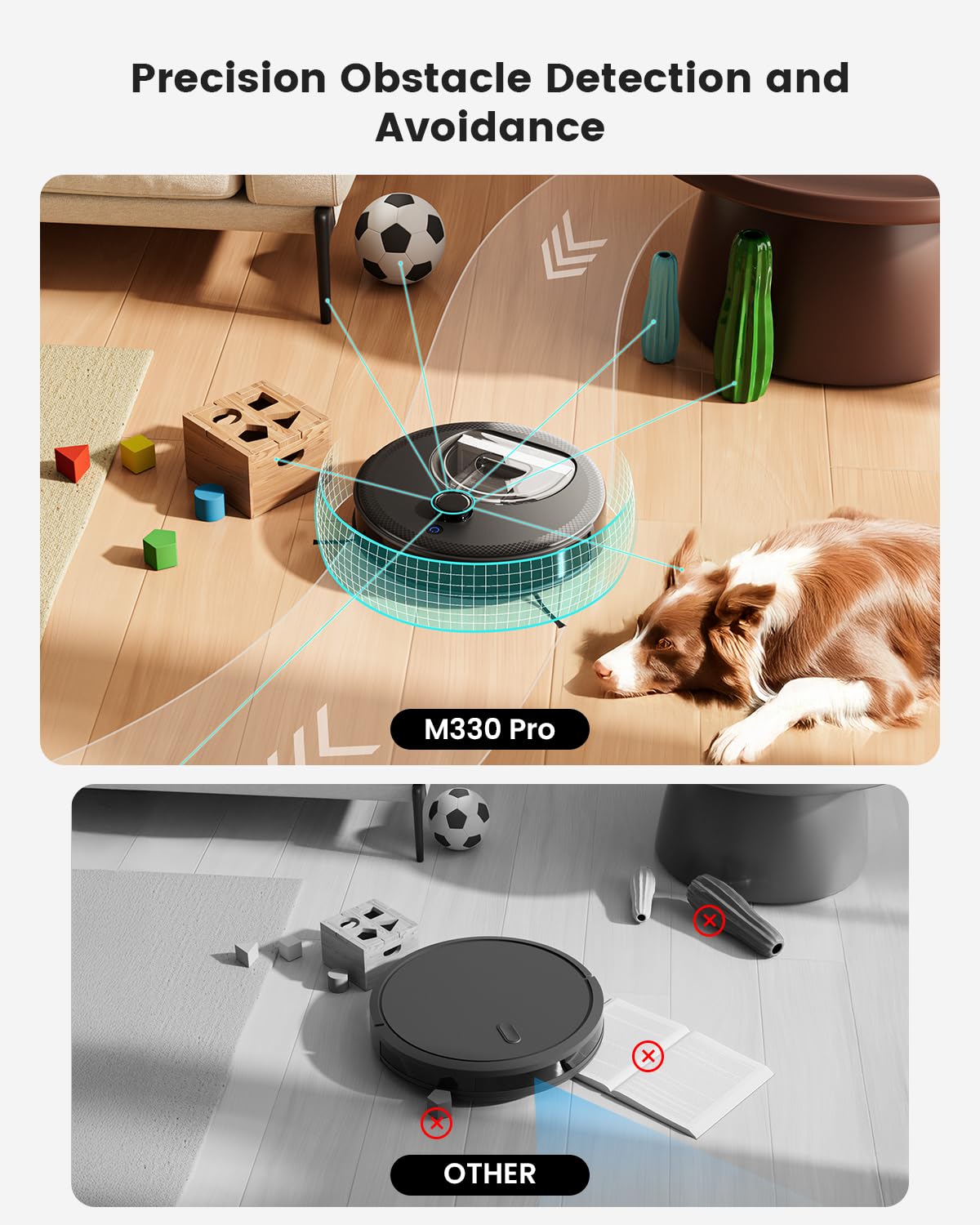 Lefant Robot Vacuum and Mop, 450ml Visible Dustbin, Upgraded 190° PSD Obstacle Avoidance, Customized Cleaning, Multi-Floor Mapping, 150 Mins Runtime, 2.4G/5G WiFi, Pet Hair & Carpets, M330 Pro