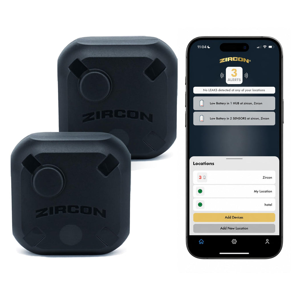 Zircon® Leak Alert 360™ Smart Water Leak Detector Kit, 2 Sensors, iOS Only