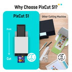Liene PixCut S1 Color Sticker Printer & Cutting Machine - All-in-One Sticker Maker for DIY Crafts, Custom Labels & Gifts. Thermal Dye-Sublimation Photo Printer, 300 DPI, Precise AI Auto-Cutting