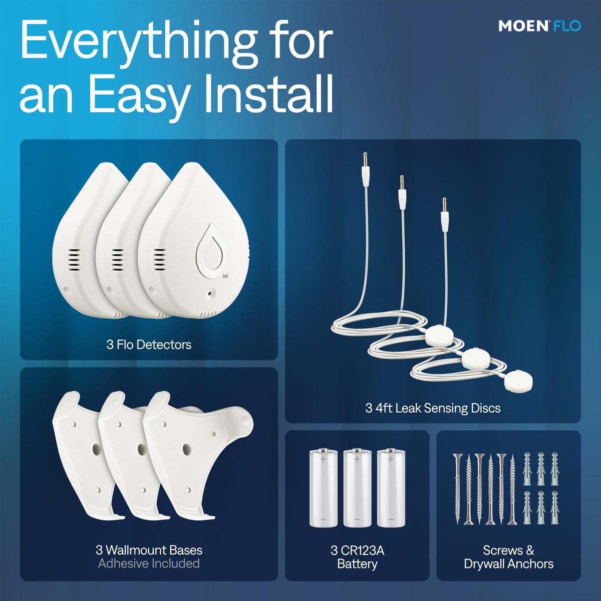Moen Flo Detector, WiFi Enabled Water & Moisture Sensors, 3 pcs, 920-005