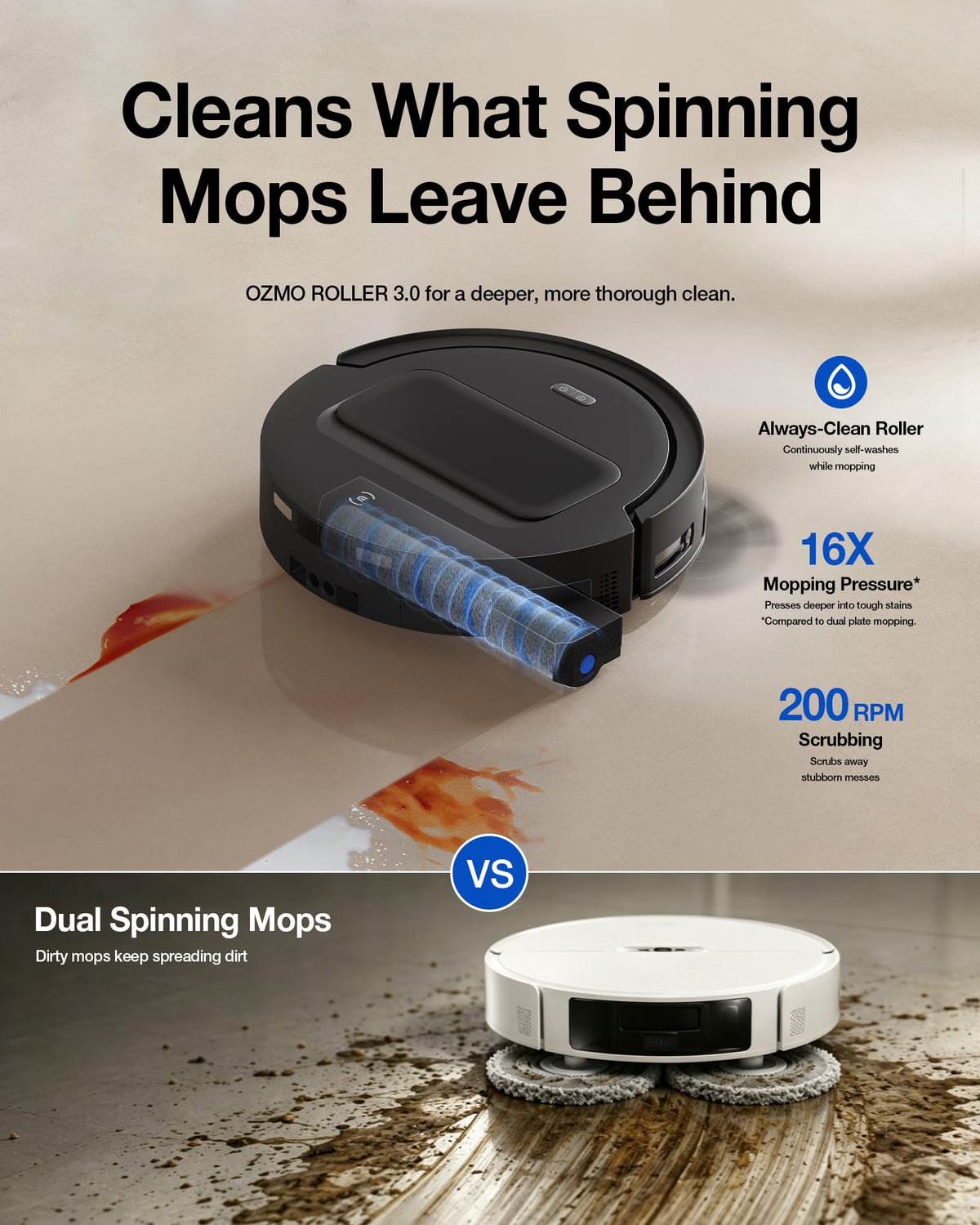 ECOVACS DEEBOT T90 MAX Plus Robot Vacuum with OZMO Roller 3.0, 40000Pa
